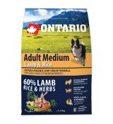 ONTARIO Dog Adult Medium Lamb & Rice 0,75kg